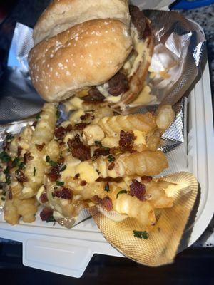 Double Cheese Burger & Loaded Fries