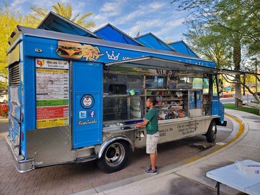 Queso Good truck here to provide dinner at pool party 5.17.19.