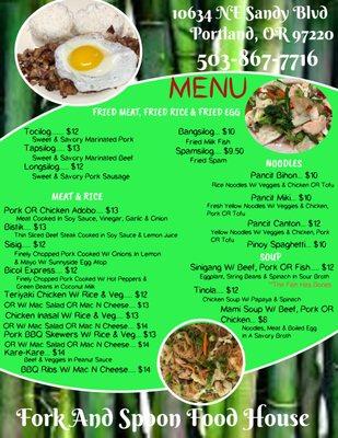 Our menu