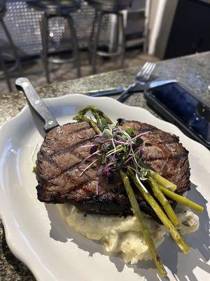 Rib eye dinner w garlic mashed potatoes