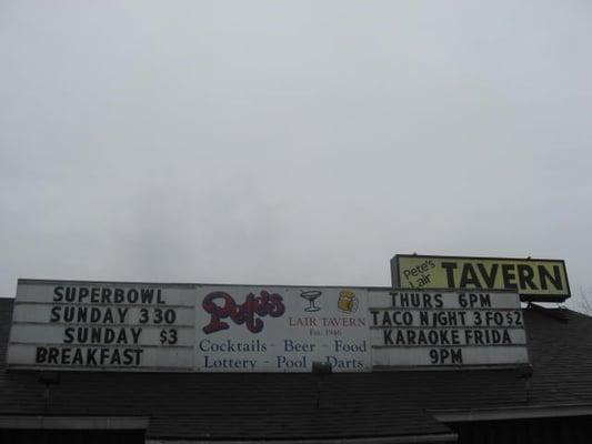 The sign seen atop Pete's Lair, as seen from McLoughlin or even from the health club parking lot.