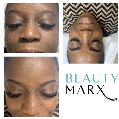 Volume Lash Extensions and Natural Brow Tinting.