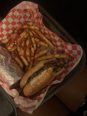 Philly cheesesteak with fries