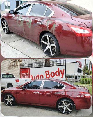 Before and after a victim's car was vandalized