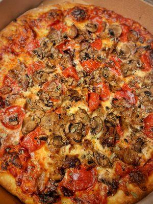 Medium Pepperoni, Sausage and Mushroom Pizza