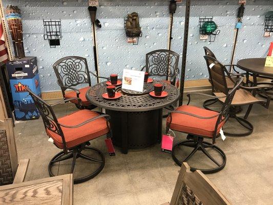 Looking to give your backyard a makeover? Come in and choose from our new selection of Outdoor Patio sets and Propane Fire-Pit sets