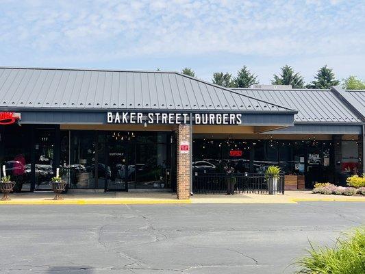 View of Baker Street Burgers from the parking lot