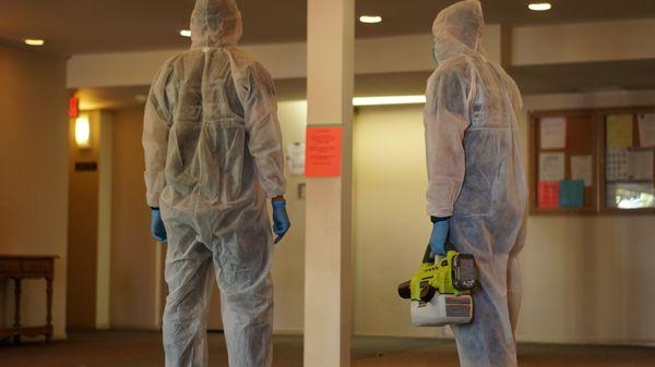 Disinfecting an apartment complex in Hoffman Estates, IL