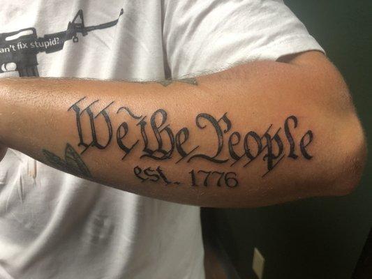 We The People script tattoo