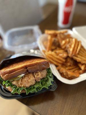 Garlic chicken sandwich ($8.99), combo ($2.99)