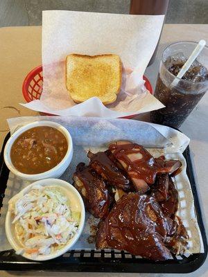 Ribs,beans,slaw,Texas toast