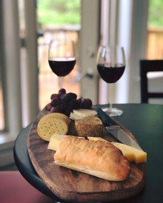 Cheese Tray with Red Wine