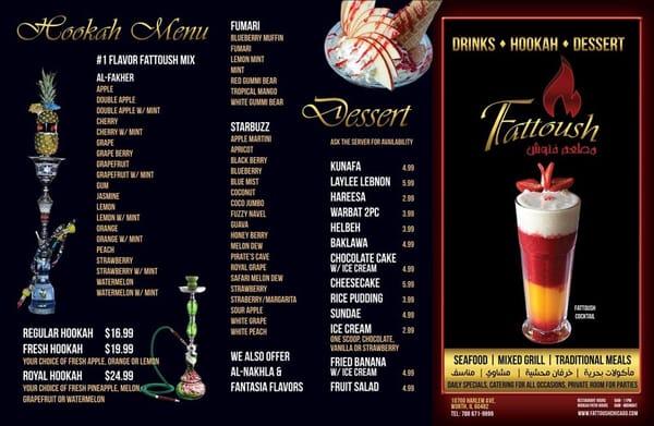 Hookah Menu