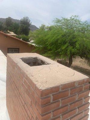 Our Chimney before Curtis fixed it.