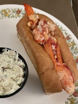 Warm butter lobster roll and potato salad (carry out). 062024