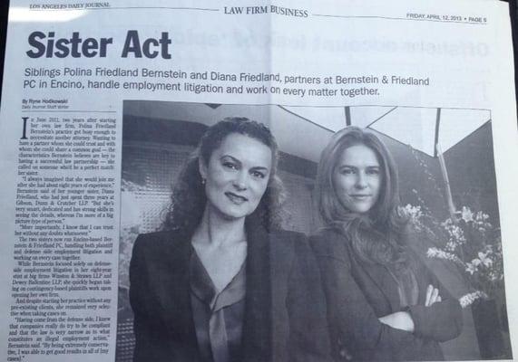 "Sister Act"--Los Angeles Daily Journal, April 2013