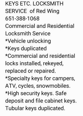 Keys Etc Locksmith Service