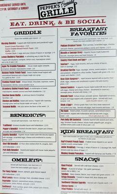 Breakfast menu