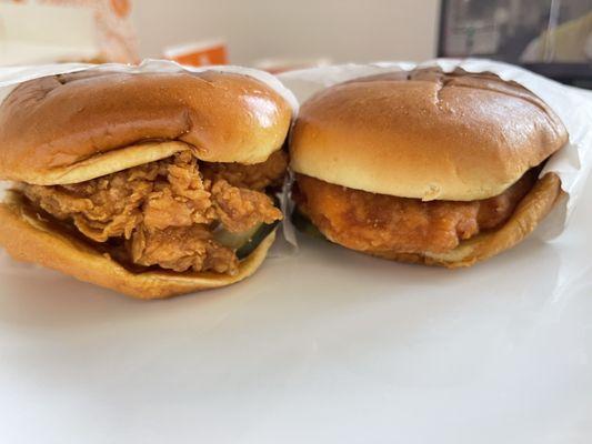 Spicy Chicken Sandwich and Cajun Flounder Sandwich