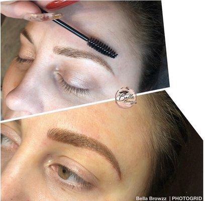 Microblading and manual shading combo