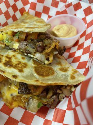 Smoked flank steak quesadilla