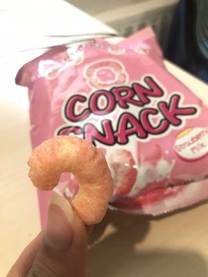 Strawberry flavored corn snack, my favorite