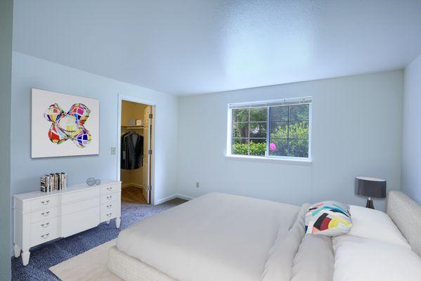 Bedroom with walk-in closet.