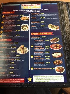 Menu pictures