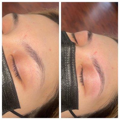 Before and after, beautiful threading shaped and perfected!