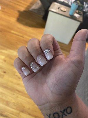 Gel acrylic and rhinestones