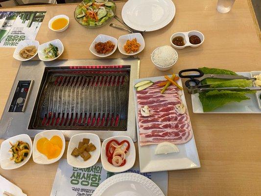 Korean bbq with pork belly