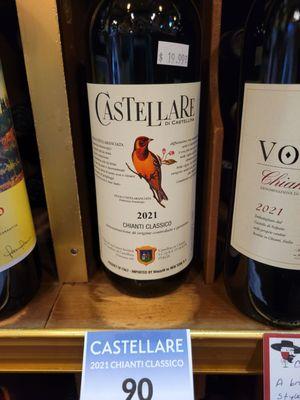 Castellare di Castellina changes the bird on every wine every year. This is a very good wine for a stellar vintage. $30