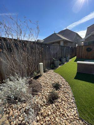 Desert willow, Texas sage, Queen Victoria agave, carpet rose, autumn sage and spineless prickly pear