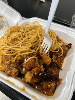 Orange chicken with lo mein