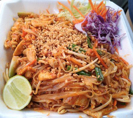 Chicken Pad Thai -- tasty, plentiful, yum!