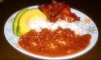 Rice, Beans, Pollo & Avocado. Simple but very Good Dominican Plate