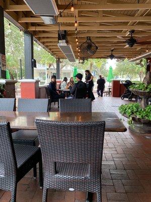 Great outdoor patio (with heaters for cold weather and fans for hot weather!). Dog friendly too!