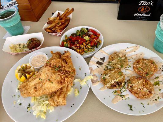 Catfish platter, fried green tomatoes