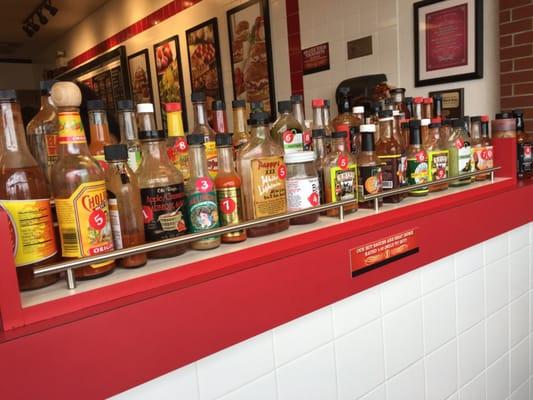 Lots of hot sauce choices!