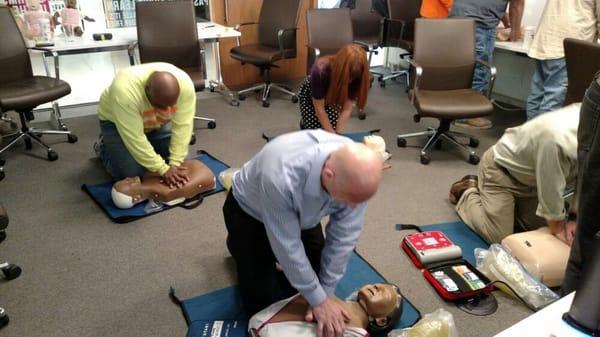 ASHI CPR and First Aid course Seattle Wa. Good compression technique is important! 100-120/ minute at approximately 2 to 2.4 inches depth.