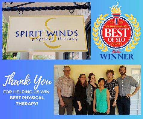 Winner of Best of SLO 2020-- Best Physical Therapy!