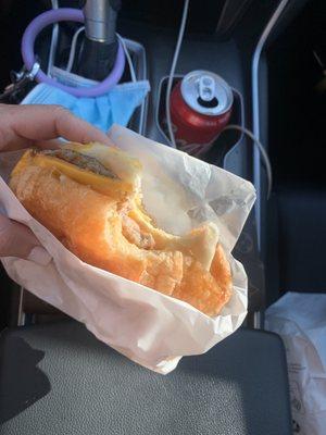 Sausage, egg and cheese croissant