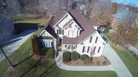 Drone shot of completed roof.