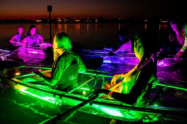 Incredible glowing kayaks