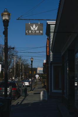 Front Sidewalk Of Crown Barbershop