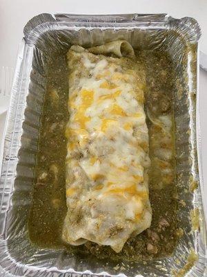 Chile Verde Burrito good but a little salty