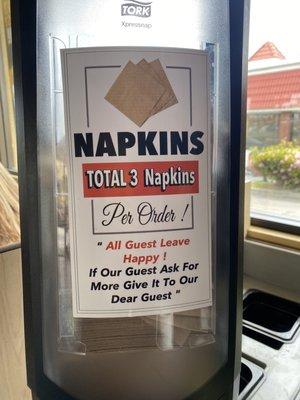 Silly sign about napkins