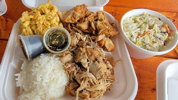 Shoyu chicken and mango orange chicken plate lunch