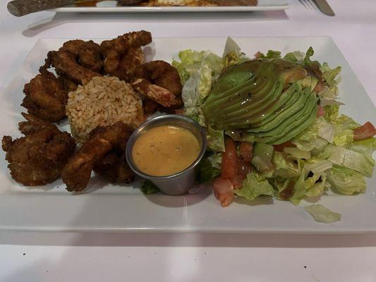 Camarones Empanizado. Shrimp were so good and the salad was refreshing