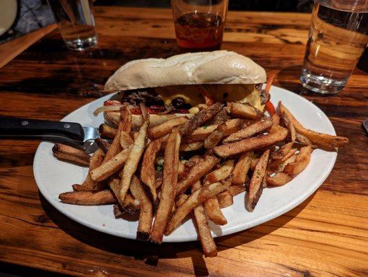 Cheese steak and fries